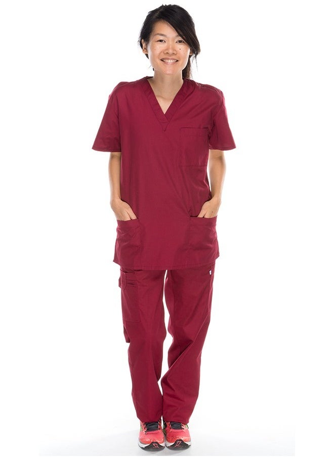 Meridian Meridian Classic Cargo Scrub Set - Comfortable and Stylish Unisex Medical Uniform with Cargo Pants and V-Neck Top. Ideal for Healthcare Professionals. Durable, Functional.  - Image 1