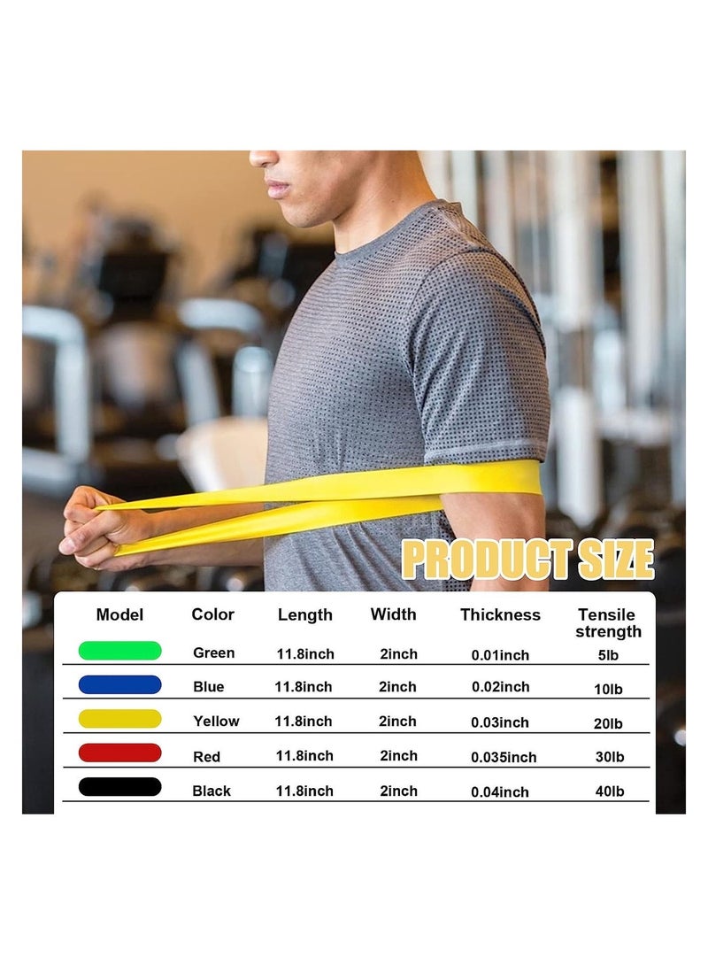 FUREUL Resistance Bands Set, 5pcs Assorted Pounds Strength Training Exercise Resistance Loops Stretch Bands, Gym Fitness Yoga Workout Resistance Loops Bands for Arm Legs and hips - Image 2