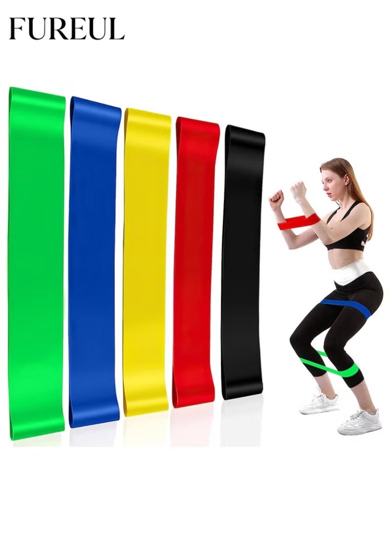 FUREUL Resistance Bands Set, 5pcs Assorted Pounds Strength Training Exercise Resistance Loops Stretch Bands, Gym Fitness Yoga Workout Resistance Loops Bands for Arm Legs and hips - Image 1
