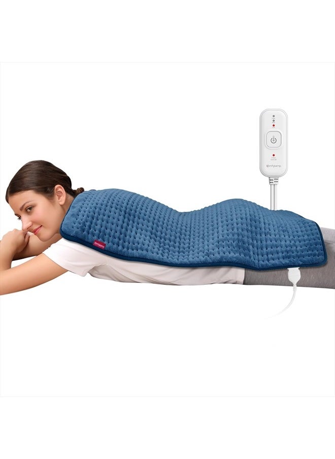 Comfytemp - Heating Pad for Back Pain Relief - FSA HSA Eligible Extra Large Heating Pad XXL, Fathers Day Dad Gifts, Birthday Gifts for Women, 17''x 33'' King Size Electric Heating Pad for Cramps (Blue) - Image 1
