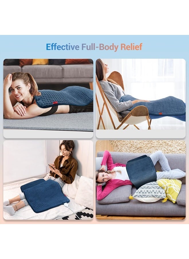 Comfytemp - Heating Pad for Back Pain Relief - FSA HSA Eligible Extra Large Heating Pad XXL, Fathers Day Dad Gifts, Birthday Gifts for Women, 17''x 33'' King Size Electric Heating Pad for Cramps (Blue) - Image 1