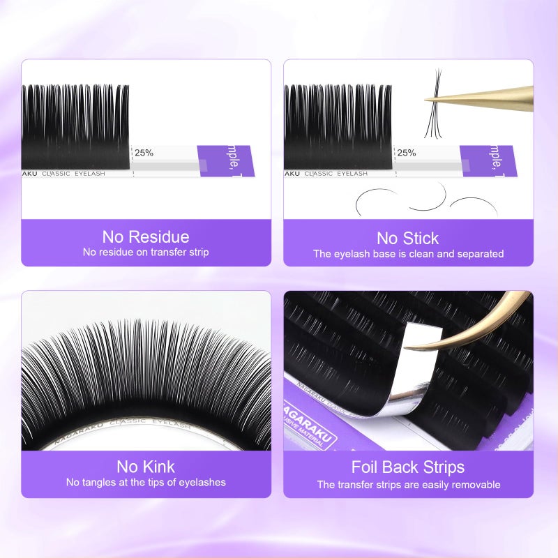 NAGARAKU 5 Trays Eyelash Extensions Individual Lashes 0.15mm D curl 9/10/11/12/13mm in 1 pack Classic Matte Black Natural Professional Faux Mink 16 rows - Image 4