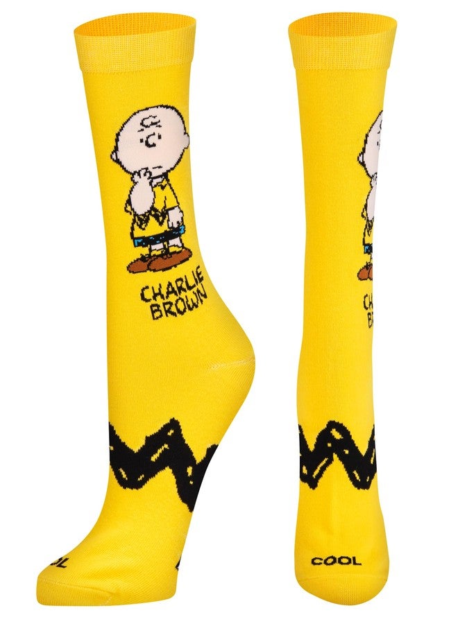 Odd Sox Cool Socks - Charlie Brown Crew Socks - Peanuts Cartoon Novelty Apparel - Size Medium for Men, Women & Kids - Fun Retro Pop Culture Comic Merch - Comfy Cotton Blend - Gift for Fans Birthdays Holidays - Image 2