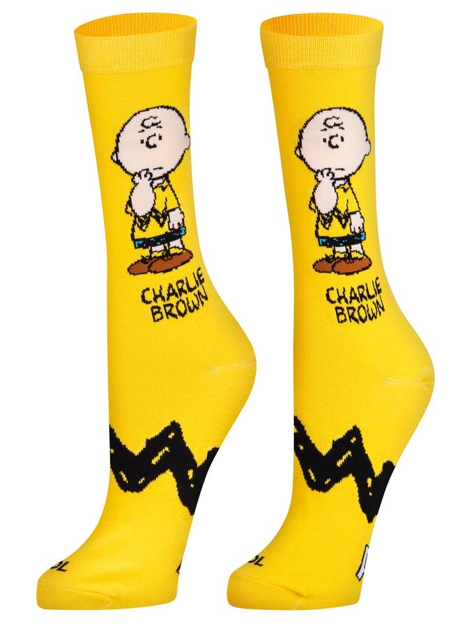 Odd Sox Cool Socks - Charlie Brown Crew Socks - Peanuts Cartoon Novelty Apparel - Size Medium for Men, Women & Kids - Fun Retro Pop Culture Comic Merch - Comfy Cotton Blend - Gift for Fans Birthdays Holidays - Image 1