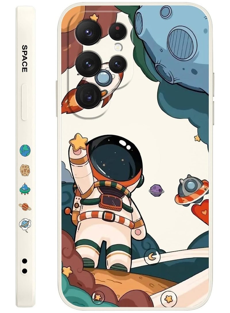 غطاء هاتف سامسونج جالاكسي S25 الترا، سيلكون ناعم وقابل للانزلاق، غطاء هاتف سامسونج S25 الترا بحجم 6.9 بوصة، أبيض رائد فضاء - Image 1