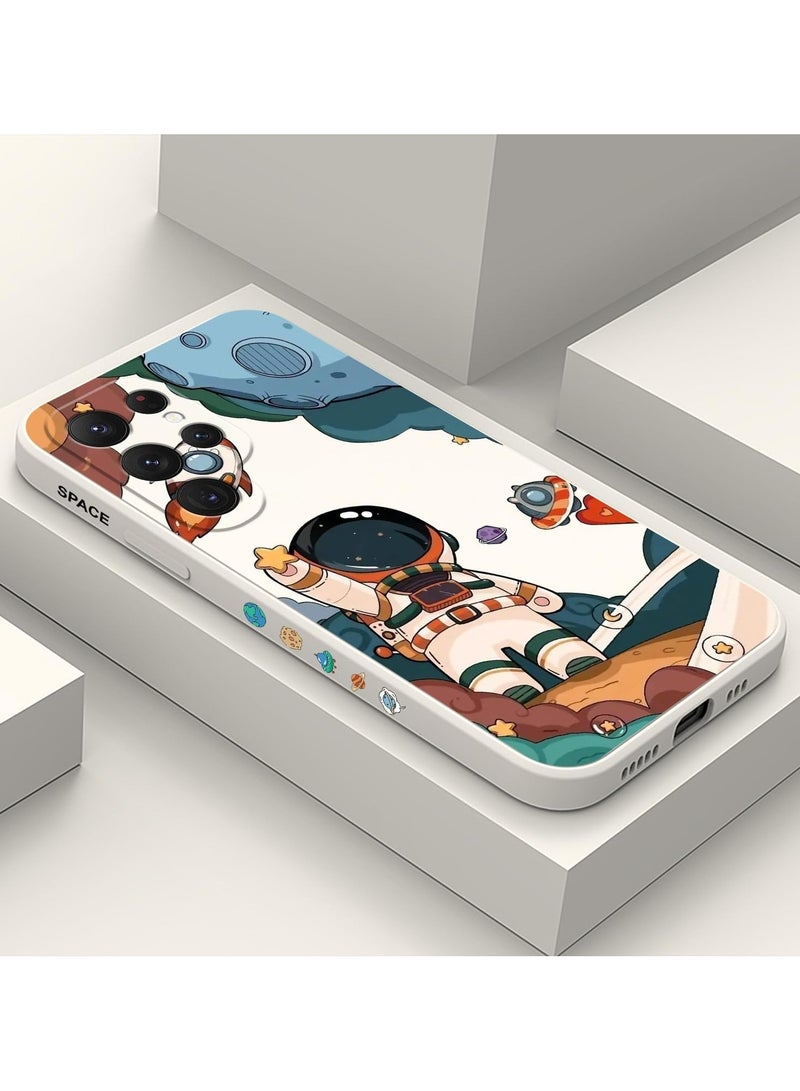 غطاء هاتف سامسونج جالاكسي S25 الترا، سيلكون ناعم وقابل للانزلاق، غطاء هاتف سامسونج S25 الترا بحجم 6.9 بوصة، أبيض رائد فضاء - Image 2