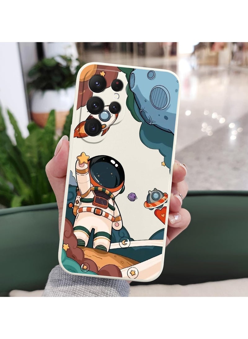 غطاء هاتف سامسونج جالاكسي S25 الترا، سيلكون ناعم وقابل للانزلاق، غطاء هاتف سامسونج S25 الترا بحجم 6.9 بوصة، أبيض رائد فضاء - Image 4