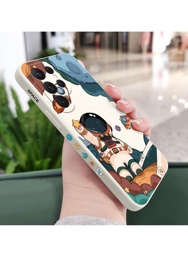 غطاء هاتف سامسونج جالاكسي S25 الترا، سيلكون ناعم وقابل للانزلاق، غطاء هاتف سامسونج S25 الترا بحجم 6.9 بوصة، أبيض رائد فضاء - Image 3