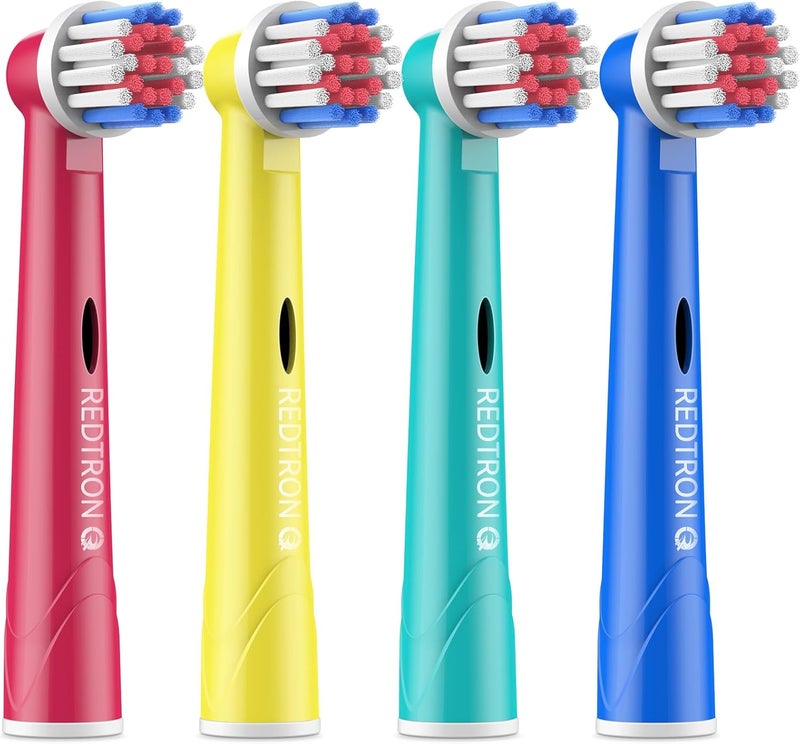 REDTRON 4 Pack Kids Toothbrush Heads for Oral B, Deep and Precise Cleaning Toothbrush Heads, Multi-Colourful Electric Brush Replacement Heads for Children - Image 1