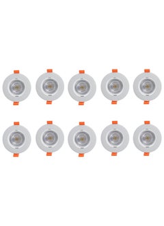 El Rawda Lighting 10 Pcs Spotlights Inside The Gypsum, 7 Cm Opening, White Plastic Body, 6 Watts, 3-Mode Lighting  White - Warm - Cool Pcs 9x9x5 cm 