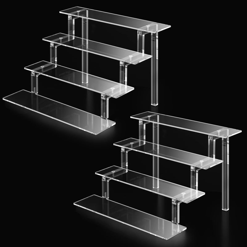 Acrylic Stand Riser Display  12? Perfume Display Shelf  4 Tier Display Stand for Makeup Perfume Cupcake Organizer  Clear Acrylic Shelf Cologne Organizer Stand for Wedding Party Decoration (2 Pack)