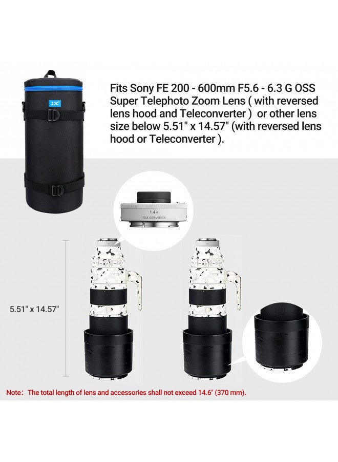 JJC Extra Large Thick Camera Lens Pouch Case for Nikon 180-600mm/600mm F6.3 for Sony 200-600mm Zoom Lens with Reversed Lens Hood & Teleconverte, Camera Lens Carry Bag Fits Lenses Below 5.5x14.6"(D x L)  - Image 1