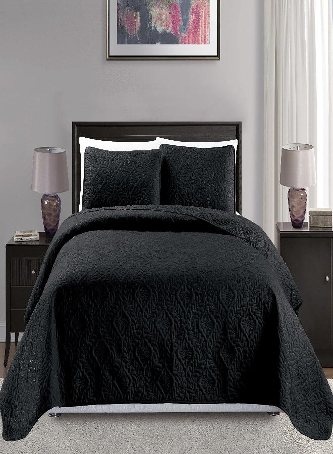 MK Home Mk Collection Over Size Diamond Bedspread Bed Cover Embossed Solid New #Diamond (Black, King/California King) - Image 2