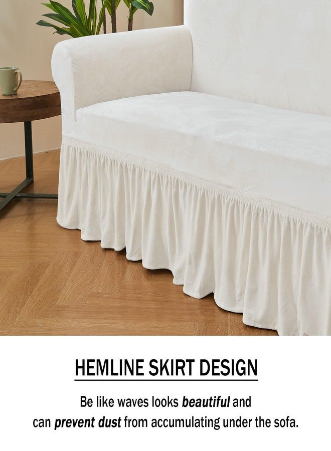 NICEEC Sofa Cover Super Soft 1-Piece White Sofa Slipcover for Sofas Stretch Universal Spandex Couch Covers for Living Room Easy Fit Washable Furniture Sofa Protector with Skirt - Image 3