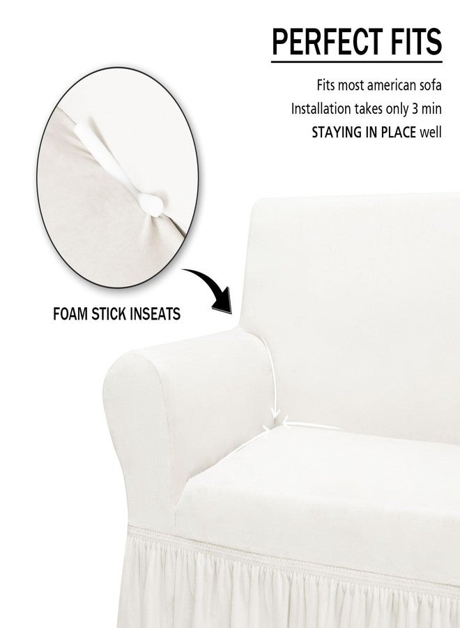 NICEEC Sofa Cover Super Soft 1-Piece White Sofa Slipcover for Sofas Stretch Universal Spandex Couch Covers for Living Room Easy Fit Washable Furniture Sofa Protector with Skirt - Image 5