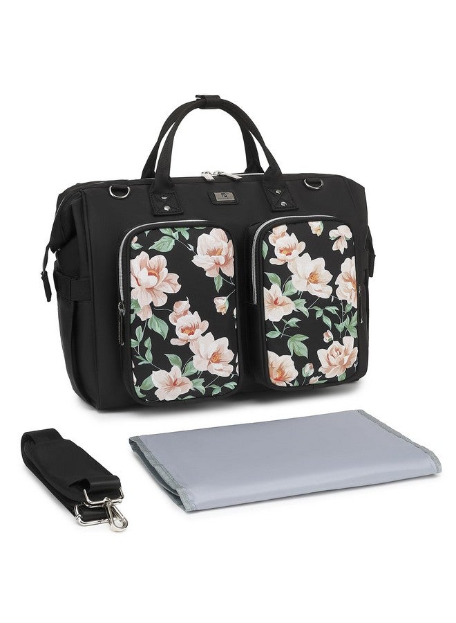 Pomelo Best Diaper Bag Totes with Changing Pad & Stroller Straps, Large Portable Newborn Baby Bags, Unisex and Stylish Travel Diaper Backpacks for Mom and Dad (Peony)  - Image 1