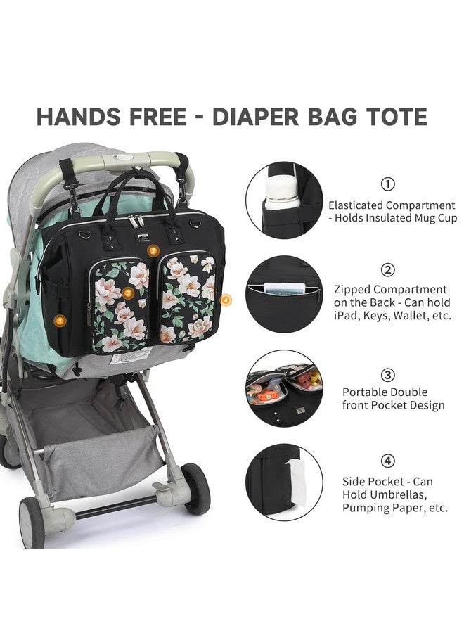 Pomelo Best Diaper Bag Totes with Changing Pad & Stroller Straps, Large Portable Newborn Baby Bags, Unisex and Stylish Travel Diaper Backpacks for Mom and Dad (Peony)  - Image 4