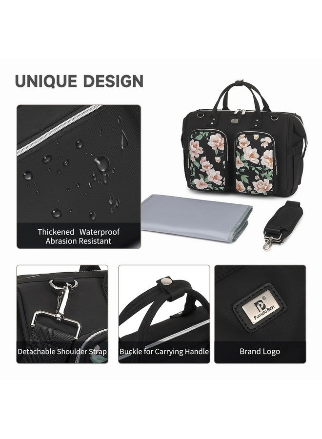 Pomelo Best Diaper Bag Totes with Changing Pad & Stroller Straps, Large Portable Newborn Baby Bags, Unisex and Stylish Travel Diaper Backpacks for Mom and Dad (Peony)  - Image 2