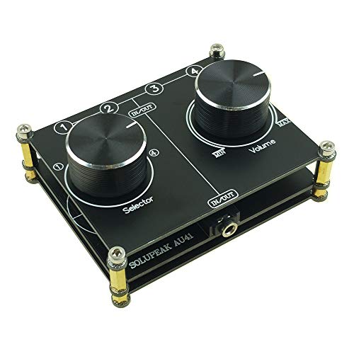 SOLUPEAK 3.5mm AUX Cable Switcher, 4 Input 1 Output, AUX 1/8" Source Stereo Splitter, Audio Selector Box, Signal Switch with Volume Control for Home Audio - Image 1