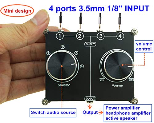 SOLUPEAK 3.5mm AUX Cable Switcher, 4 Input 1 Output, AUX 1/8" Source Stereo Splitter, Audio Selector Box, Signal Switch with Volume Control for Home Audio - Image 2