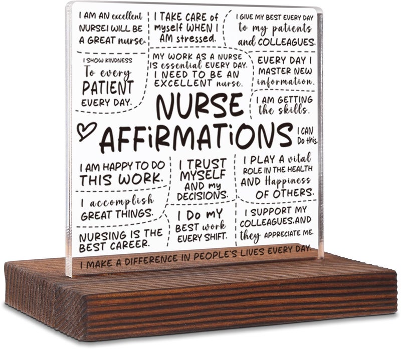SOSREBEDR Nurse Daily Affirmations Office Work Signs, Nursing Affirmation Mental Health Counselor Gifts, Nursing Student Positive Quotes Student Gift, Cheer Up Gifts for Home Office Signs Plaques SOK12 - Image 1
