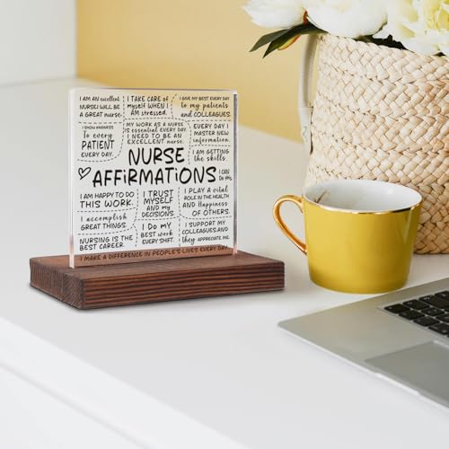 SOSREBEDR Nurse Daily Affirmations Office Work Signs, Nursing Affirmation Mental Health Counselor Gifts, Nursing Student Positive Quotes Student Gift, Cheer Up Gifts for Home Office Signs Plaques SOK12 - Image 3