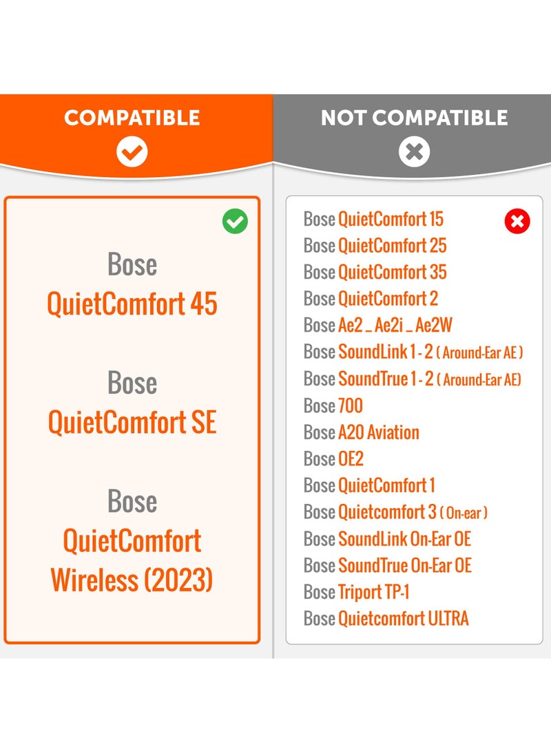 Earpads Replacement for Bose QuietComfort 45 (QC45)/QuietComfort SE (QC SE)/QuietComfort Wireless with Thicker Memory Foam,Ear Pads Cushions with Softer Protein Leather,Black  - Image 2