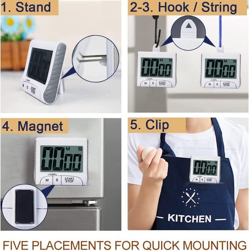 RoarCraft Digital Kitchen Timer Laboratory Timer and Stopwatch Large Digits Loud Alarm Magnetic Stand Kitchen Reminder Operation and Loud Alarm for Cooking (DC 101) - Image 4