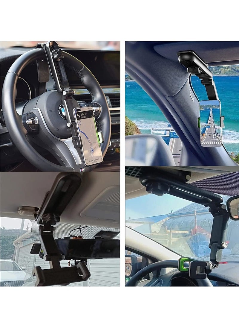 HIYITKS Sun Visor Car Phone Holder Mount Multifunctional Cell Phone Stand Universal Adjustable Arm Cradles Car Holder Mount Phone Car Clip Mount for Sun Visor Rearview Mirror Steering Wheel Green - pzsku/ZFBCDAB4390651052375BZ/45/_/1731425350/522169f9-cfd9-4513-93a2-ab42dfa05942