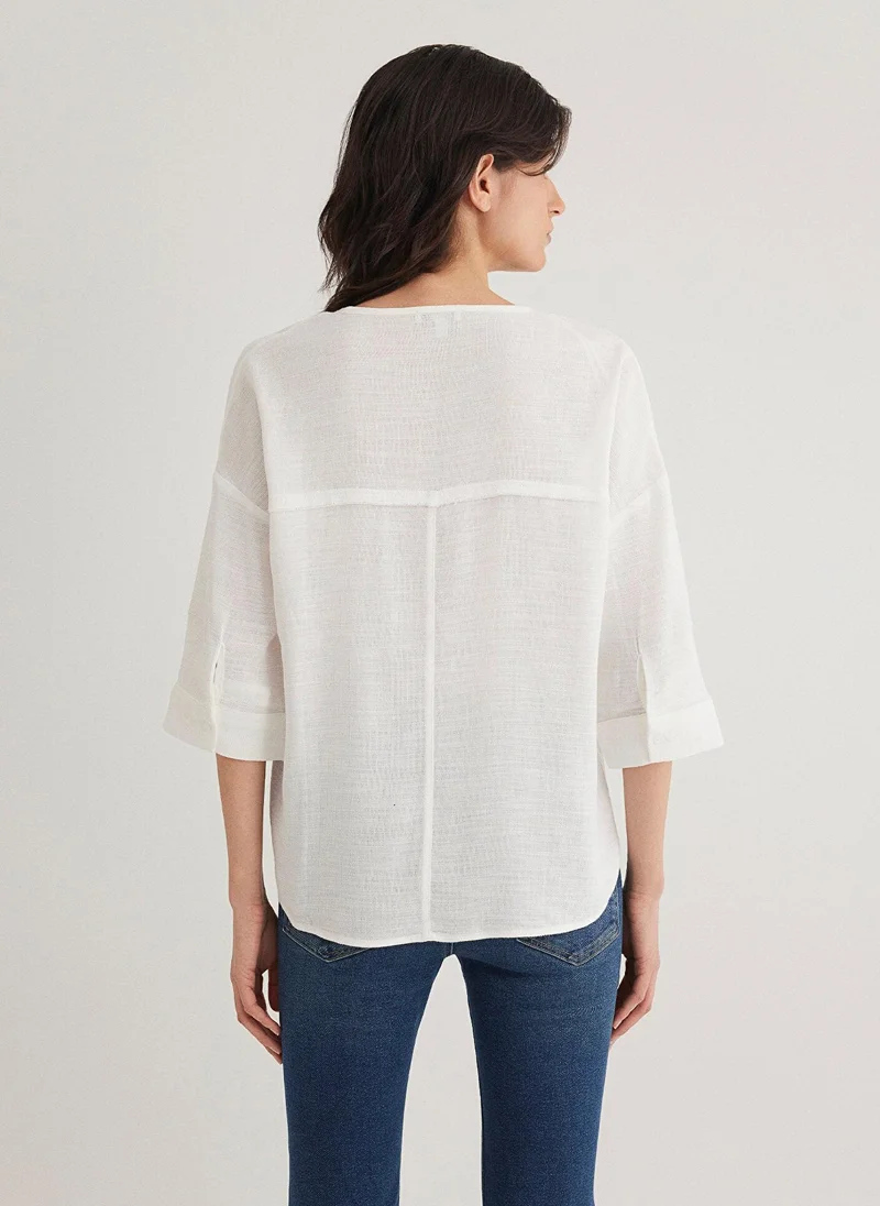 مافي Long Sleeve White Blouse