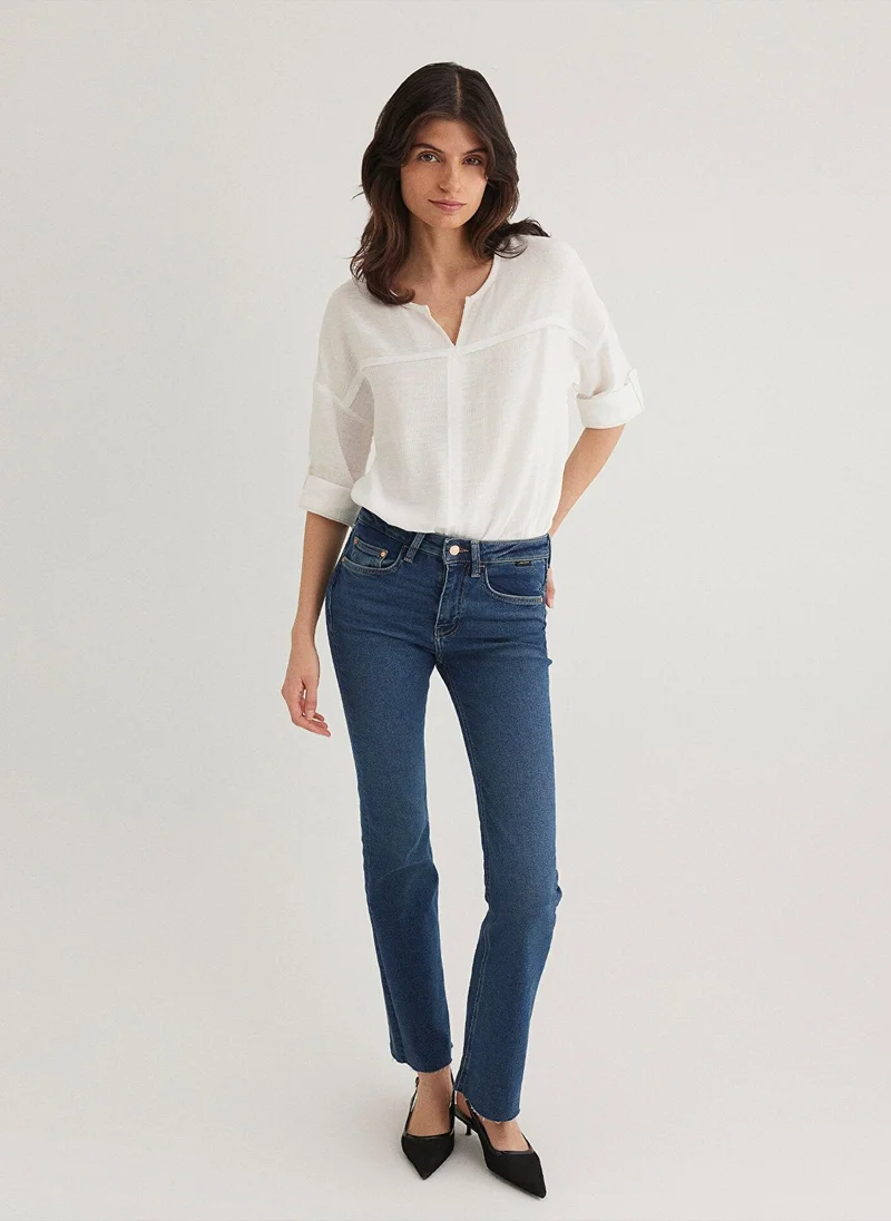 مافي Long Sleeve White Blouse
