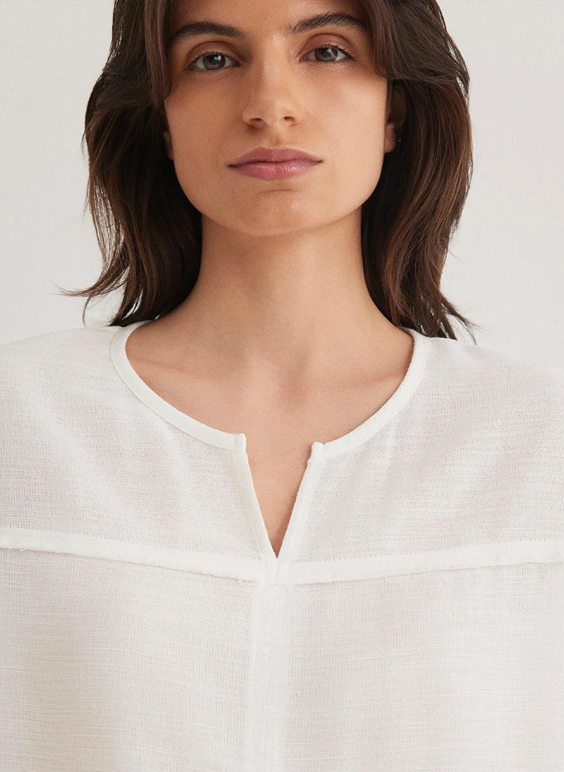 مافي Long Sleeve White Blouse