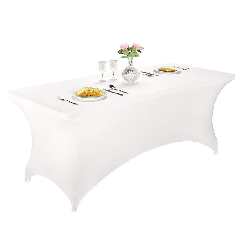 LZY Spandex Fitted Stretch Table Cover for 6 ft or 4ft or 8ft Folding Table Rectangular Cocktail Tablecloth Perfect for Party or Banquet