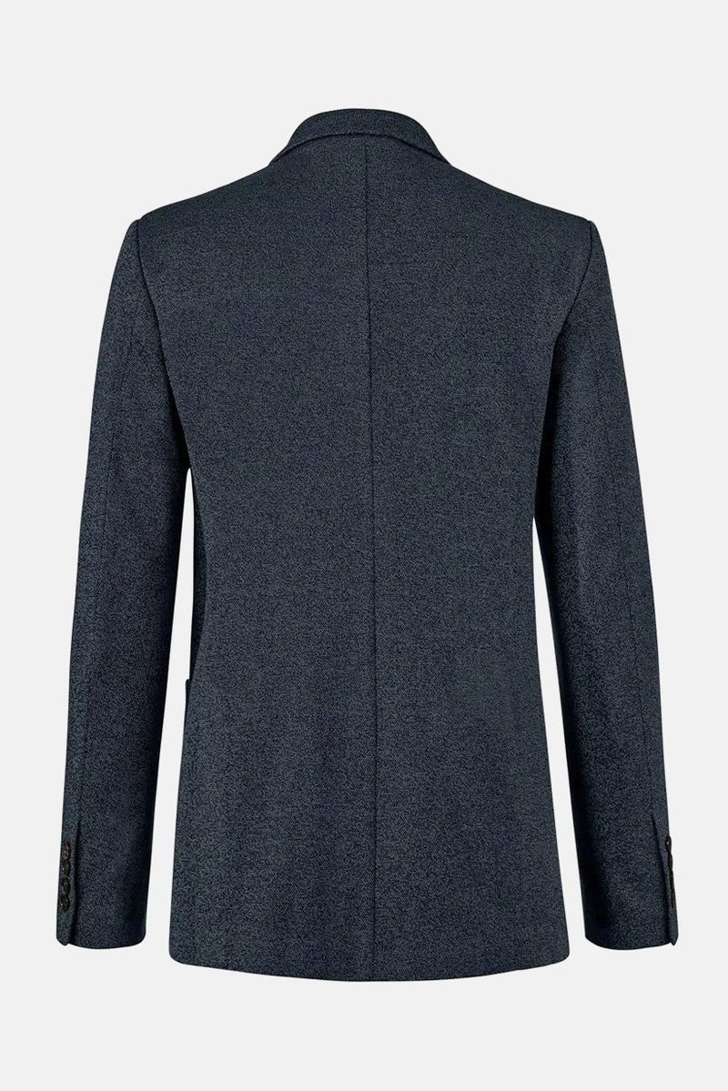 Tchibo Men Regular Fit Textured Blazer, Navy Blue - Image 3