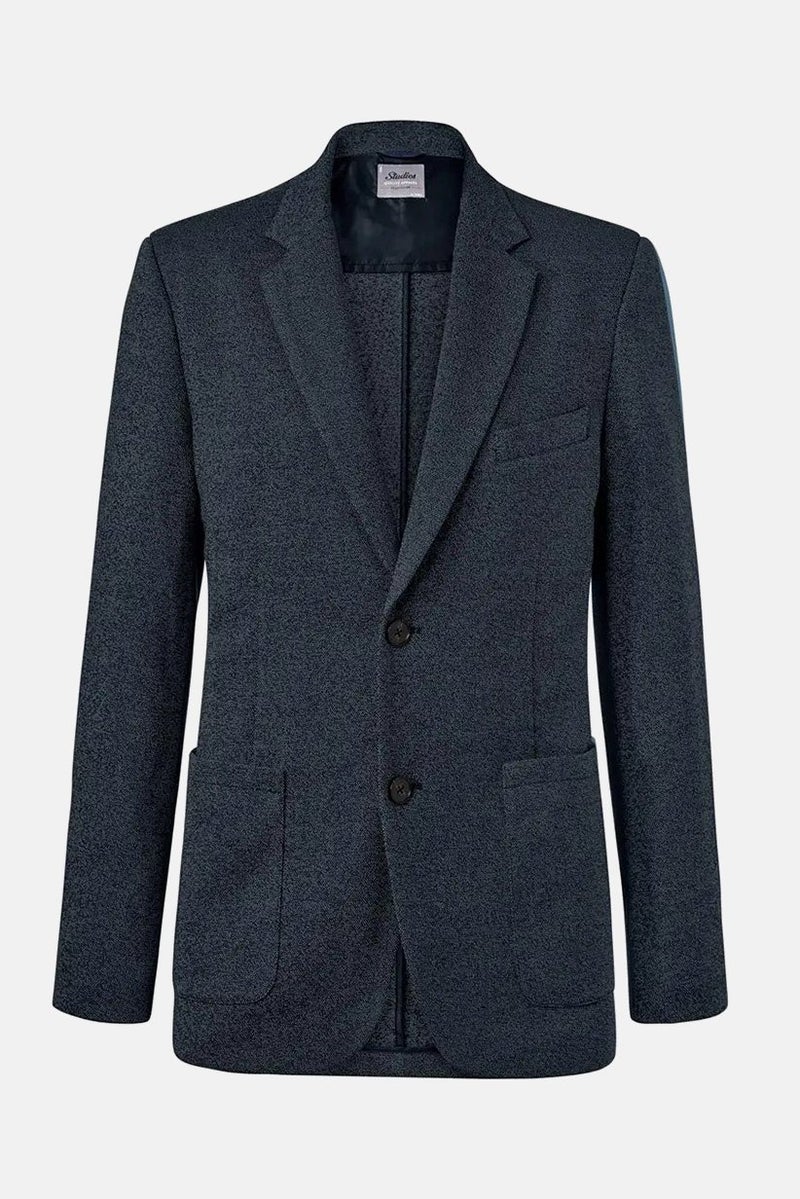 Tchibo Men Regular Fit Textured Blazer, Navy Blue - Image 2