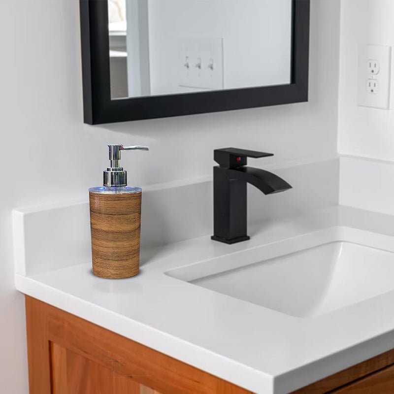 SHENRON Liquid Soap Dispenser for Bathroom with Pump, Dish Soap Dispenser for Kitchen Sink, Refillable Countertop, Hand Soap Dispenser for Shower 250ml Dispenser Wood Plastic Soap/Shampoo/Lotion Pack of 1 - Image 2
