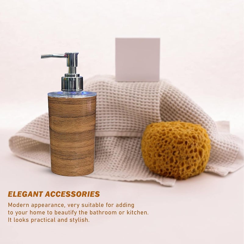 SHENRON Liquid Soap Dispenser for Bathroom with Pump, Dish Soap Dispenser for Kitchen Sink, Refillable Countertop, Hand Soap Dispenser for Shower 250ml Dispenser Wood Plastic Soap/Shampoo/Lotion Pack of 1 - Image 4