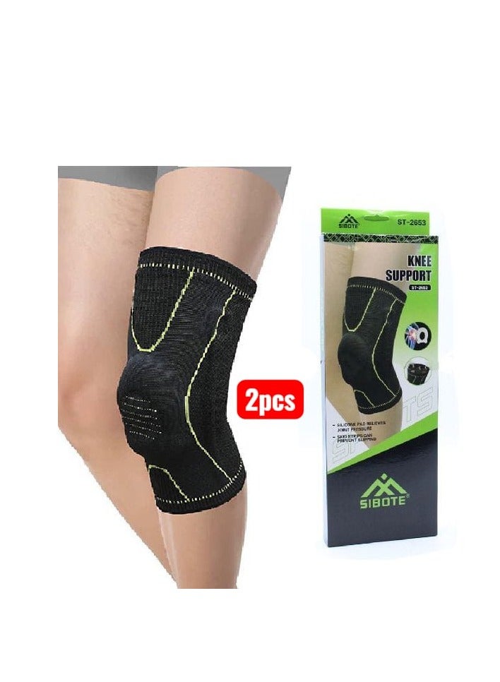 سيبوت دعامة ركبة مرنة عدد 2 قطعة من SIBOTE، مصنوعة من قماش مطاطي مريح يسمح بمرور الهواء، تدعم الركبة وتخفف الضغط على المفصل بفضل الوسادة السيليكونية، كما تساعد على منع الانزلاق أثناء الحركة. مناسبة للرياضة والاستخدام اليومي لتوفير الثبات والراحة. ✅ - Image 1