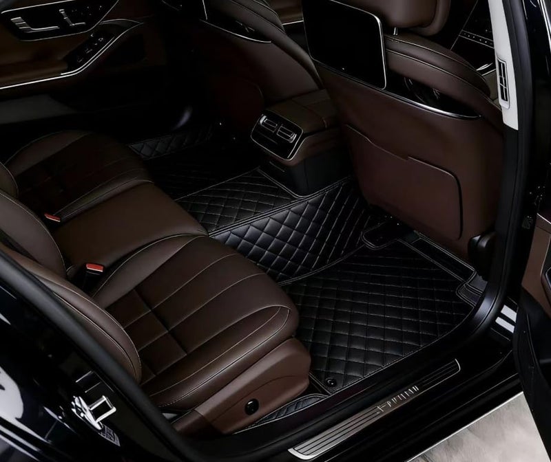 OVINIX Artificial Leather Car Floor Mats Fit for Hyundai Elantra 2007-2010- Tailored, All-Weather,Easy to Clean， Premium Interior Protection (Beige and Black) - Image 3