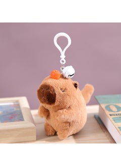 Le Jier With Keychain Bell Pull Rope Wagging Tail Cat Doll Called White Rabbit Plush Toy Gift-Specifications:Kapibala [roaking Tail + Keychain Bell]