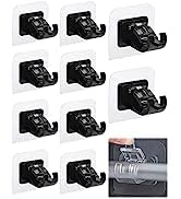 Kepptal Curtain Rod Bracket No Drilling No Drill Curtain Rod Brackets Self Adhesive Curtain Rod Holder Hooks for Bathroom Kitchen Home Bathroom and Hotel Black 4 Pcs - Image 3