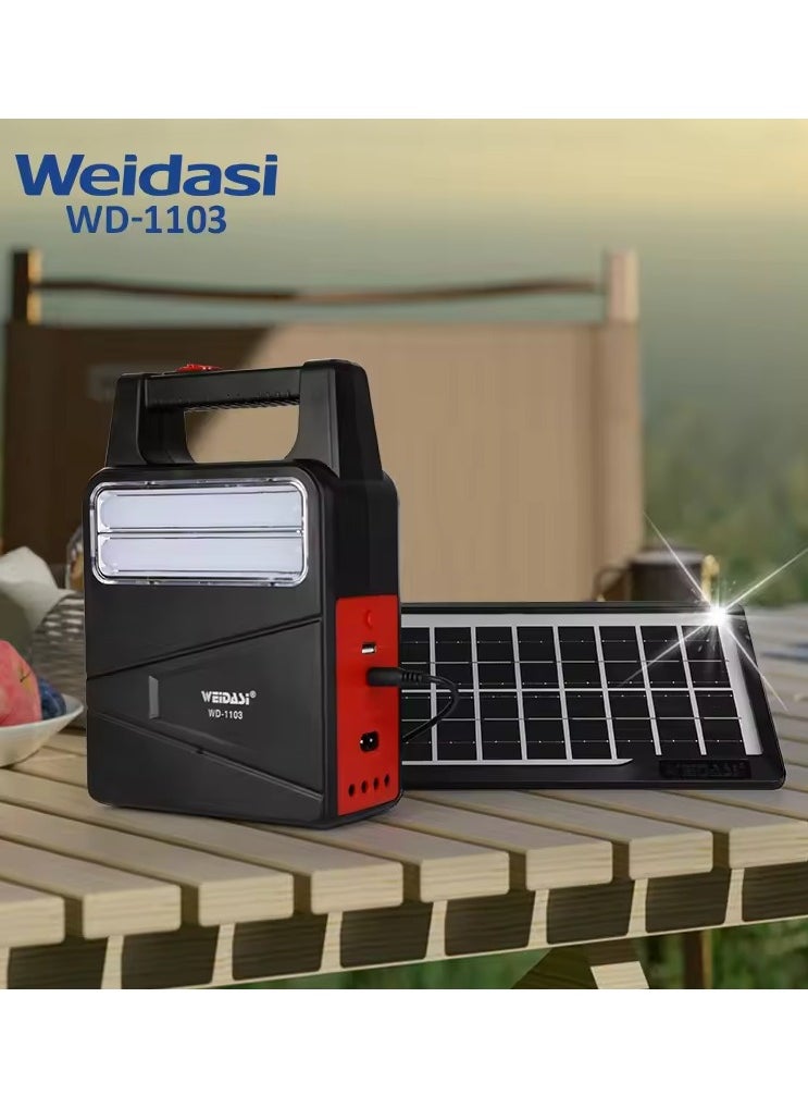 WEIDASI Multifunctional Outdoor Rechargeable Lighting System With Solar Emergency Kit With 3 Bulbs  - Image 3