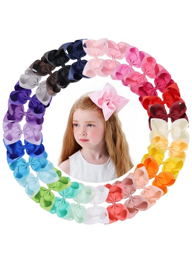 choicbaby Choicbaby 28pcs 6 Inch Hair Bows for Girls Large Hair Bows with Alligator Clips Toddler Hair Accessories for Baby Girls Kids Teens  - Image 1
