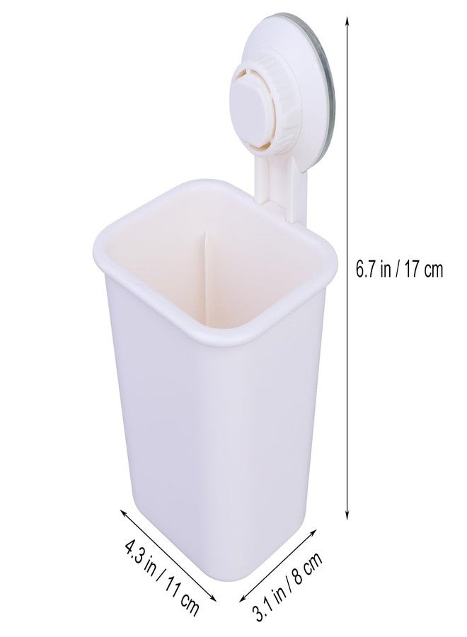 Amosfun Suction Cup Toothbrush Holder Wall Mount Toothbrush Rack Space Saving Bathroom Organizer 6.69 X 4.33 X 3.14 Inches - Image 2