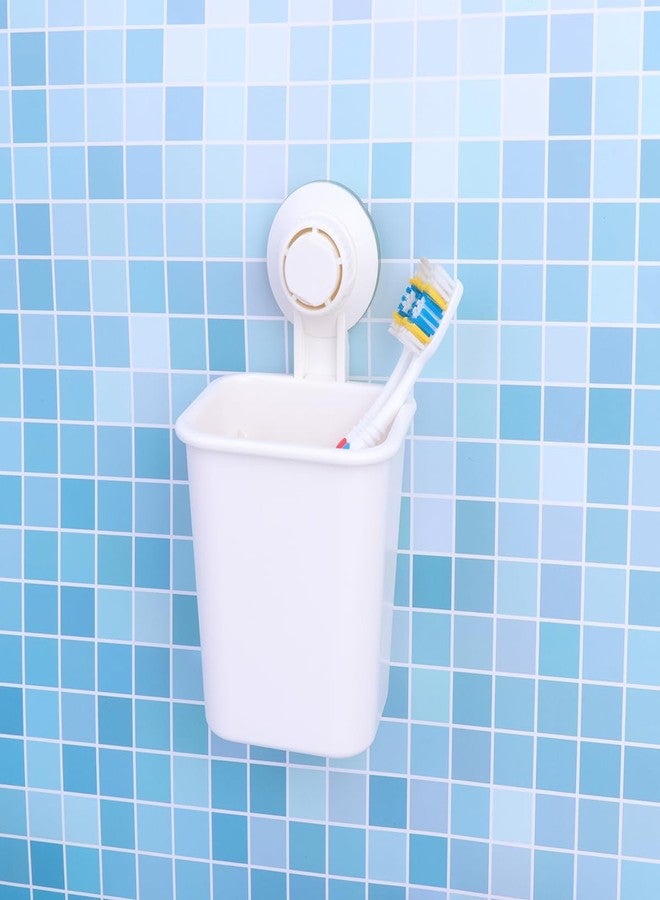 Amosfun Suction Cup Toothbrush Holder Wall Mount Toothbrush Rack Space Saving Bathroom Organizer 6.69 X 4.33 X 3.14 Inches - Image 4