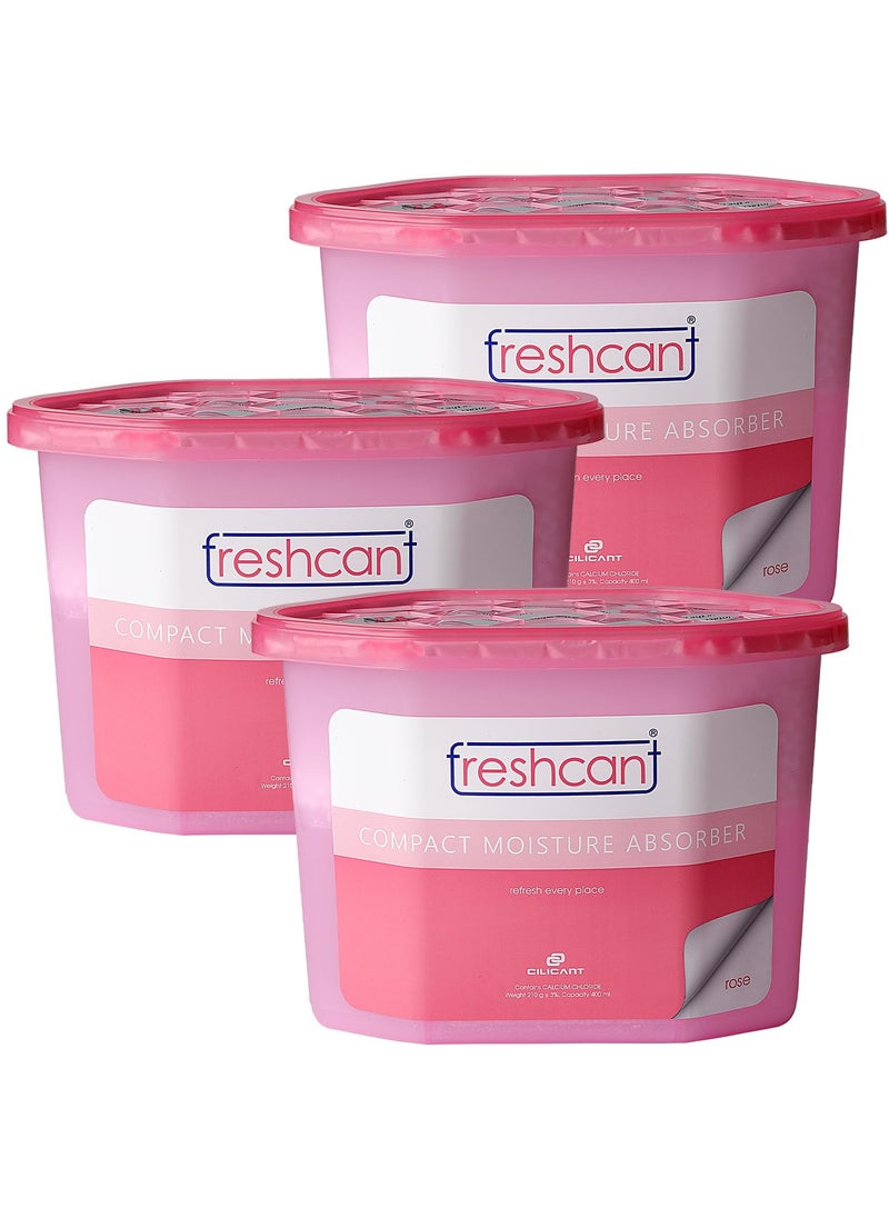 CILICAnT freshcant Compact Moisture Absorber By CILICAnT Refresh Every Place Dehumidifier for WardrobeClosets Storage Compartment Kitchen Cupboard Almirah Shoe Rack Bathroom Rose pack of 3  - Image 1