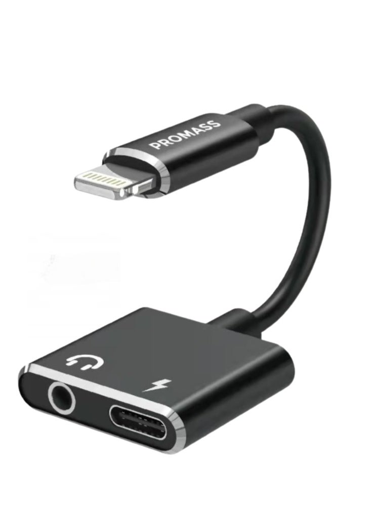 PROMASS - 2 in 1 3.5mm Earphone Jack and Charging Lightning Adapter Compatible with iPhone PM0318 - Image 1