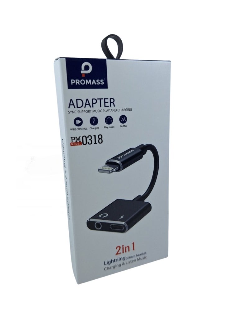 PROMASS - 2 in 1 3.5mm Earphone Jack and Charging Lightning Adapter Compatible with iPhone PM0318 - Image 1