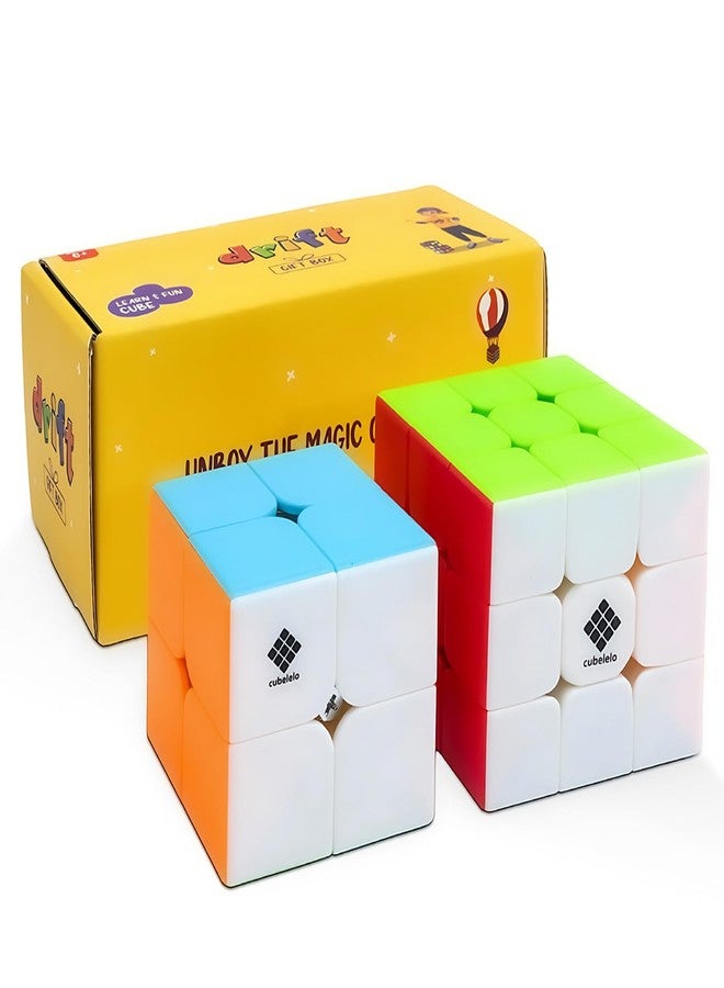 Cubelelo Drift 2x2 & 3x3 Cube Gift Box Combo | 2-in-1 Puzzle Toy Game Set for Children Kids & Adults Ages 4 5 6 & Above | Double the Challenge, Twice the Fun | Ultimate Value Saver Combo - Image 1