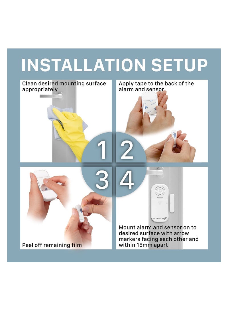 2Pack 130Db Wireless Magnetic Sensor Anti-Theft Door Window Pool Alarm With Remote Control Door Alarms For Kids Safety Home Store Garage Apartment Business Security - Image 5